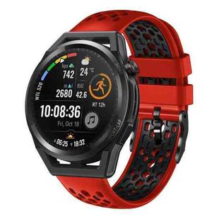 For Huawei Watch GT Runner 22mm Two-Color Breathable Silicone Watch Band(Red+Black)