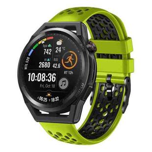 For Huawei Watch GT Runner 22mm Two-Color Breathable Silicone Watch Band(Lime+Black)