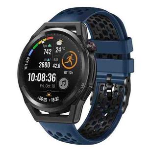 For Huawei Watch GT Runner 22mm Two-Color Breathable Silicone Watch Band(Midnight Blue+Black)
