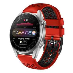 For Huawei Watch 3 Pro 22mm Two-Color Breathable Silicone Watch Band(Red+Black)