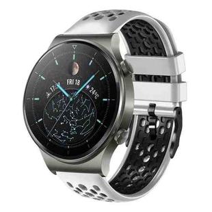 For Huawei Watch GT2 Pro 22mm Two-Color Breathable Silicone Watch Band(White+Black)