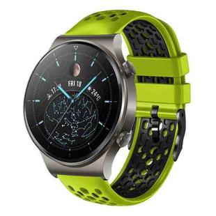 For Huawei Watch GT2 Pro 22mm Two-Color Breathable Silicone Watch Band(Lime+Black)