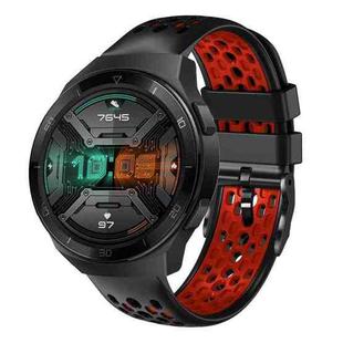 For Huawei Watch GT 2E 22mm Two-Color Breathable Silicone Watch Band(Black+Red)