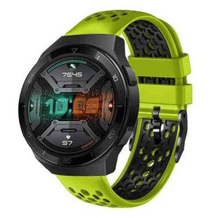 For Huawei Watch GT 2E 22mm Two-Color Breathable Silicone Watch Band(Lime+Black)