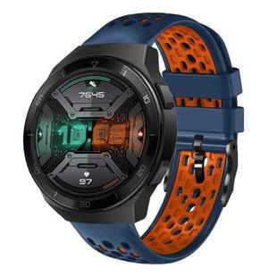 For Huawei Watch GT 2E 22mm Two-Color Breathable Silicone Watch Band(Midnight Blue+Orange)
