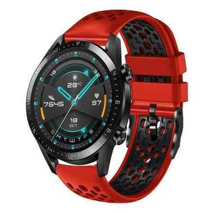 For Huawei Watch GT2 46mm 22mm Two-Color Breathable Silicone Watch Band(Red+Black)