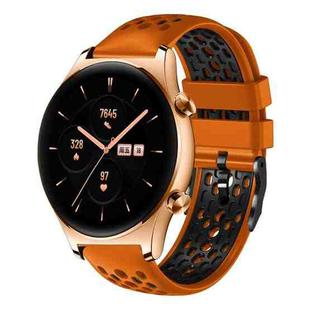 For Honor Watch GS 3 22mm Two-Color Breathable Silicone Watch Band(Orange+Black)