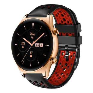 For Honor Watch GS 3 22mm Two-Color Breathable Silicone Watch Band(Black+Red)