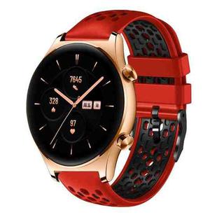 For Honor Watch GS 3 22mm Two-Color Breathable Silicone Watch Band(Red+Black)