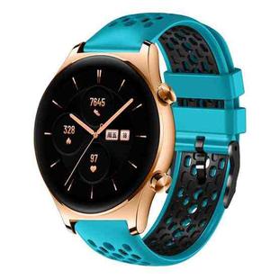 For Honor Watch GS 3 22mm Two-Color Breathable Silicone Watch Band(Skyblue+Black)