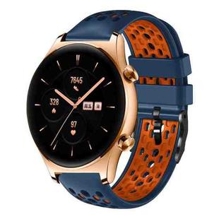 For Honor Watch GS 3 22mm Two-Color Breathable Silicone Watch Band(Midnight Blue+Orange)