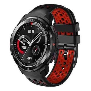 For Honor Watch GS Pro 22mm Two-Color Breathable Silicone Watch Band(Black+Red)