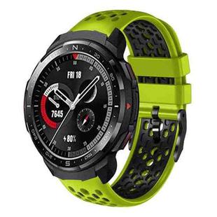 For Honor Watch GS Pro 22mm Two-Color Breathable Silicone Watch Band(Lime+Black)