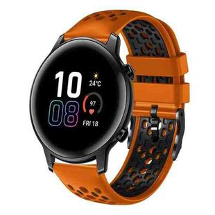 For Honor Magic Watch 2 46mm 22mm Two-Color Breathable Silicone Watch Band(Orange+Black)