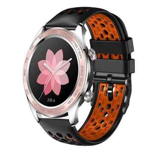 For Honor Watch Dream 22mm Two-Color Breathable Silicone Watch Band(Black+Orange)