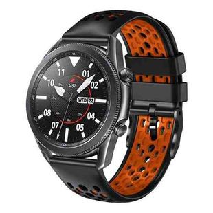 For Samsung Galaxy Watch3 45mm 22mm Two-Color Breathable Silicone Watch Band(Black+Orange)