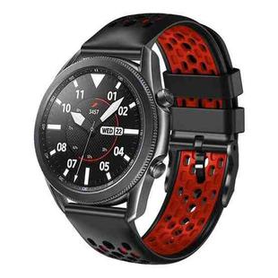 For Samsung Galaxy Watch3 45mm 22mm Two-Color Breathable Silicone Watch Band(Black+Red)