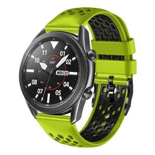For Samsung Galaxy Watch3 45mm 22mm Two-Color Breathable Silicone Watch Band(Lime+Black)