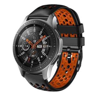 For Samsung Galaxy Watch 46mm 22mm Two-Color Breathable Silicone Watch Band(Black+Orange)