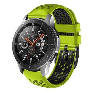 For Samsung Galaxy Watch 46mm 22mm Two-Color Breathable Silicone Watch Band(Lime+Black)
