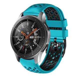 For Samsung Galaxy Watch 46mm 22mm Two-Color Breathable Silicone Watch Band(Skyblue+Black)