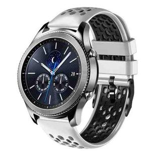 For Samsung Gear S3 Classic 22mm Two-Color Breathable Silicone Watch Band(White+Black)