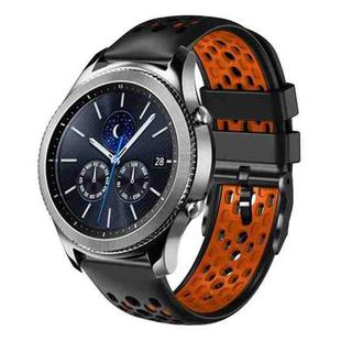 For Samsung Gear S3 Classic 22mm Two-Color Breathable Silicone Watch Band(Black+Orange)