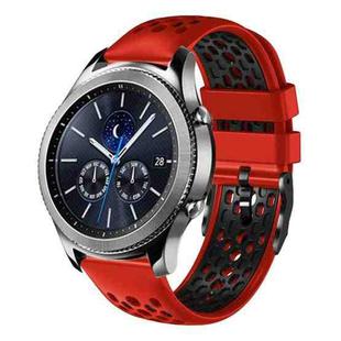 For Samsung Gear S3 Classic 22mm Two-Color Breathable Silicone Watch Band(Red+Black)