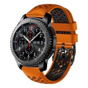 For Samsung Gear S3 Frontier 22mm Two-Color Breathable Silicone Watch Band(Orange+Black)