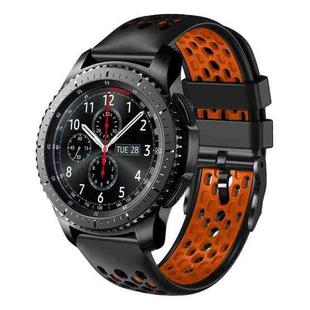 For Samsung Gear S3 Frontier 22mm Two-Color Breathable Silicone Watch Band(Black+Orange)