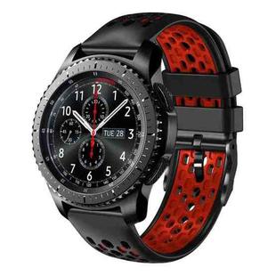 For Samsung Gear S3 Frontier 22mm Two-Color Breathable Silicone Watch Band(Black+Red)