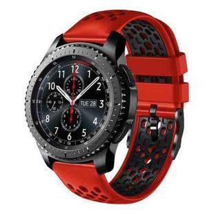 For Samsung Gear S3 Frontier 22mm Two-Color Breathable Silicone Watch Band(Red+Black)