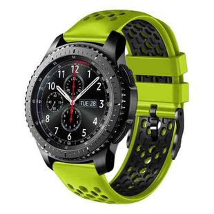 For Samsung Gear S3 Frontier 22mm Two-Color Breathable Silicone Watch Band(Lime+Black)
