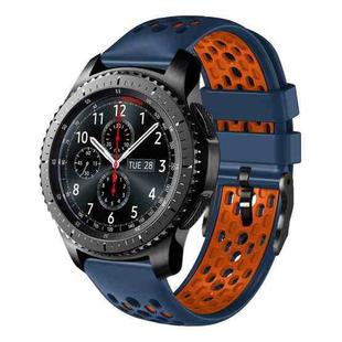 For Samsung Gear S3 Frontier 22mm Two-Color Breathable Silicone Watch Band(Midnight Blue+Orange)