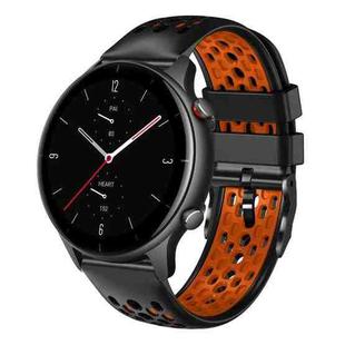 For Amazfit GTR 2e 22mm Two-Color Breathable Silicone Watch Band(Black+Orange)