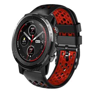 For Amazfit 3 22mm Two-Color Breathable Silicone Watch Band(Black+Red)