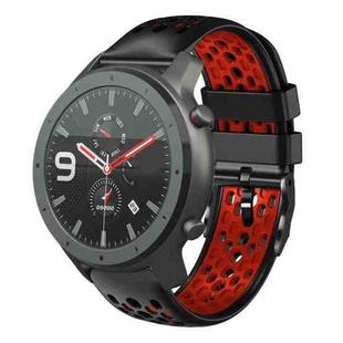 For Amazfit GTR 47mm 22mm Two-Color Breathable Silicone Watch Band(Black+Red)