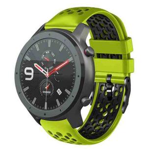 For Amazfit GTR 47mm 22mm Two-Color Breathable Silicone Watch Band(Lime+Black)