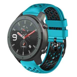 For Amazfit GTR 47mm 22mm Two-Color Breathable Silicone Watch Band(Skyblue+Black)