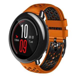 For Amazfit Pace 22mm Two-Color Breathable Silicone Watch Band(Orange+Black)