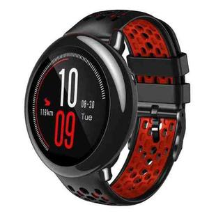 For Amazfit Pace 22mm Two-Color Breathable Silicone Watch Band(Black+Red)