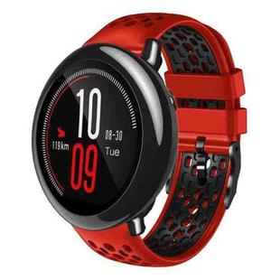 For Amazfit Pace 22mm Two-Color Breathable Silicone Watch Band(Red+Black)