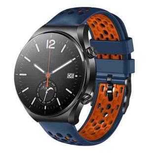 For Xiaomi MI Watch S1 22mm Two-Color Breathable Silicone Watch Band(Midnight Blue+Orange)