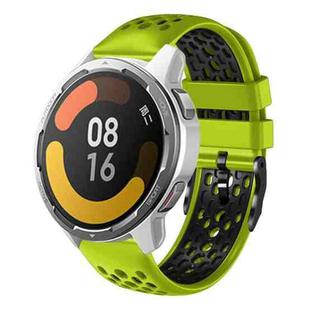For Xiaomi MI Watch Color 2 22mm Two-Color Breathable Silicone Watch Band(Lime+Black)