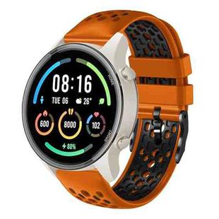 For Xiaomi MI Watch Sport 22mm Two-Color Breathable Silicone Watch Band(Orange+Black)