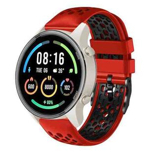 For Xiaomi MI Watch Sport 22mm Two-Color Breathable Silicone Watch Band(Red+Black)