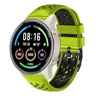 For Xiaomi MI Watch Sport 22mm Two-Color Breathable Silicone Watch Band(Lime+Black)