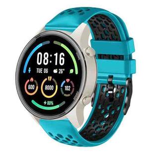 For Xiaomi MI Watch Sport 22mm Two-Color Breathable Silicone Watch Band(Skyblue+Black)