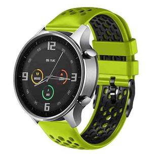 For Xiaomi MI Watch Color 22mm Two-Color Breathable Silicone Watch Band(Lime+Black)