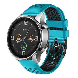 For Xiaomi MI Watch Color 22mm Two-Color Breathable Silicone Watch Band(Skyblue+Black)